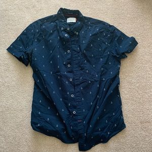 Denim and Flower short sleeve Button down